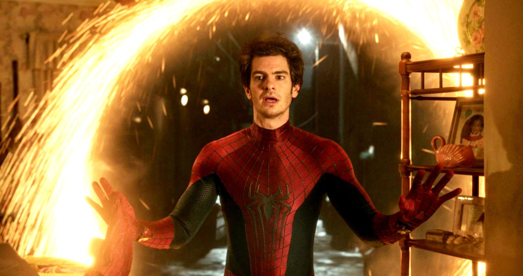 Andrew Garfield's Spider-Man comes out of the portal in Spider-Man: No Way Home