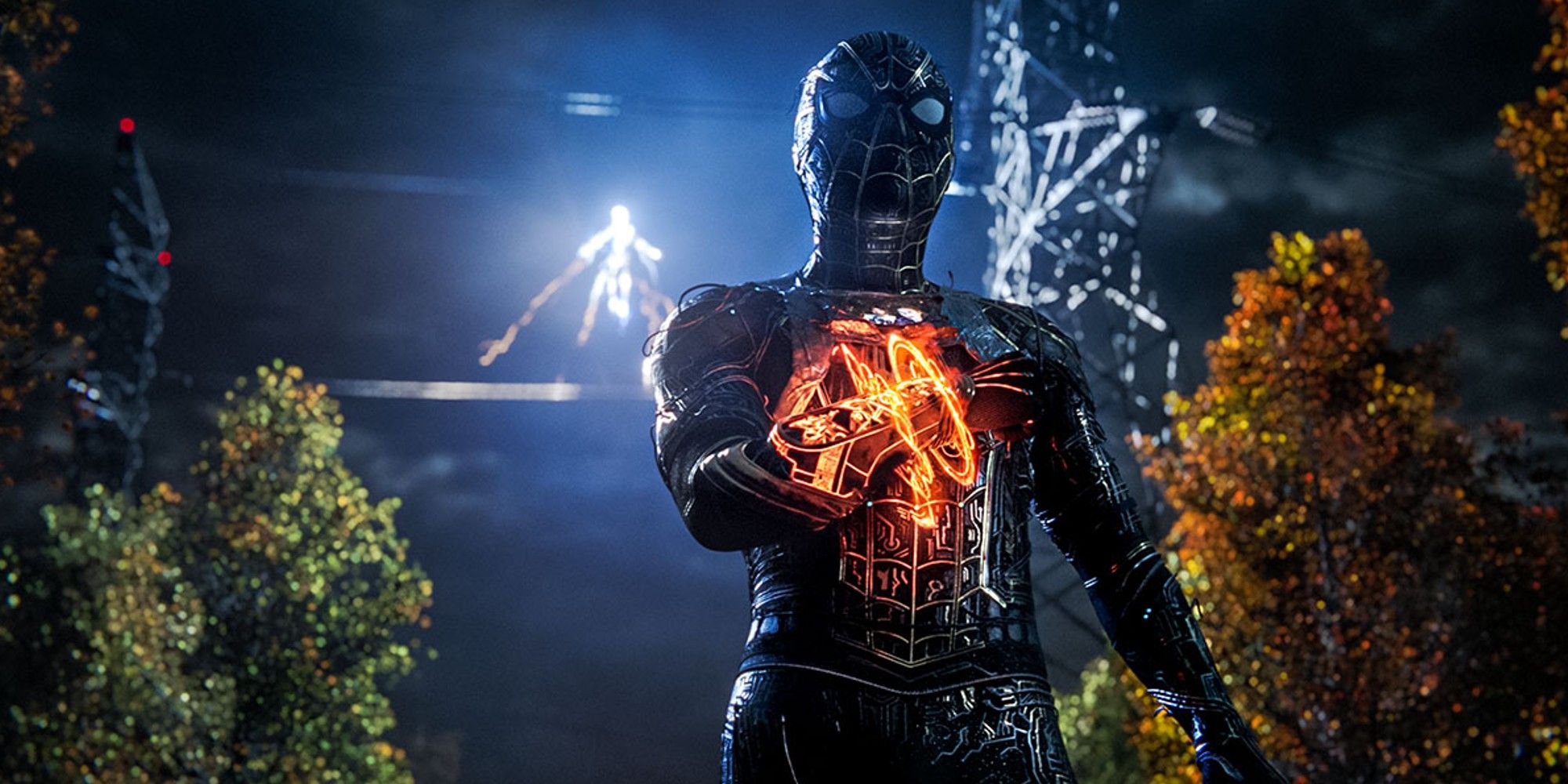 Tom Holland as Spider-Man and Jamie Foxx as Electro in Spider-Man No Way Home