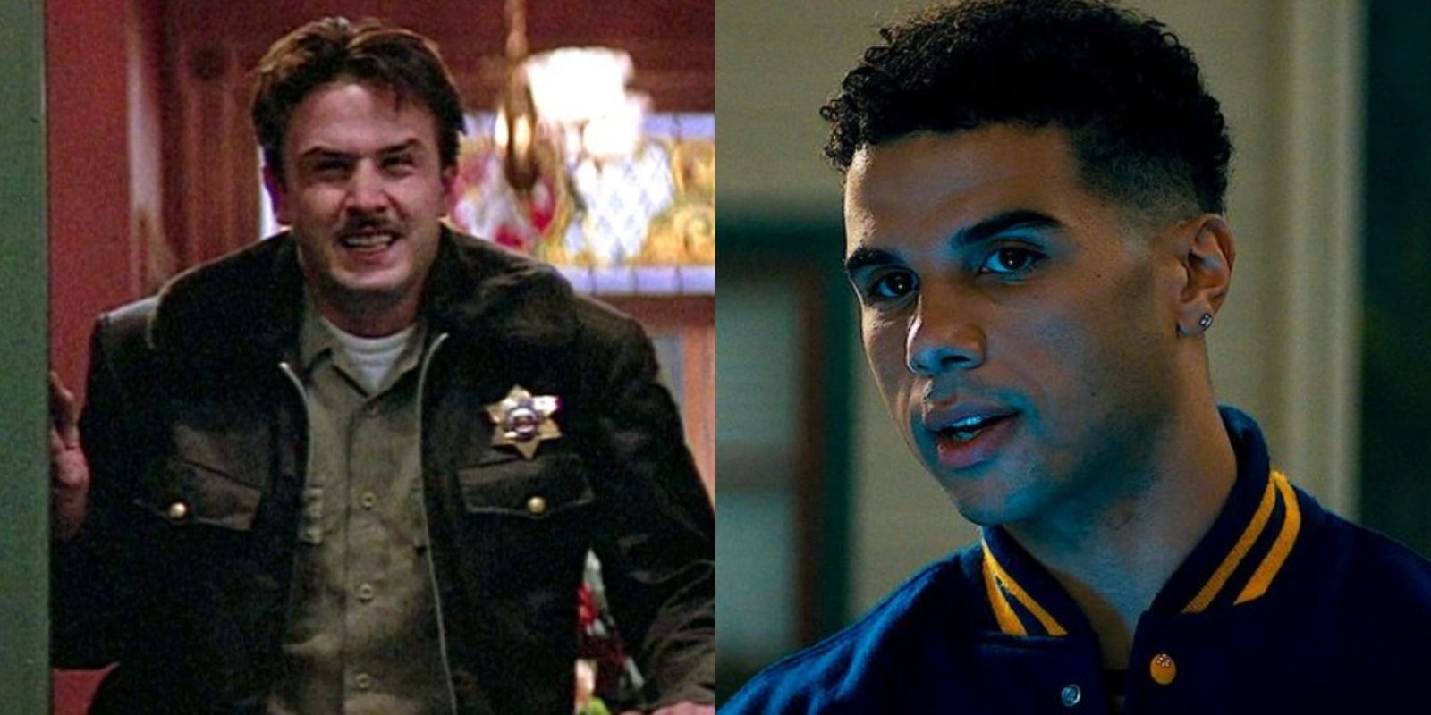 Split image featuring Dewey Riley on the left and Chad Meeks-Martin on the right in the Scream franchise