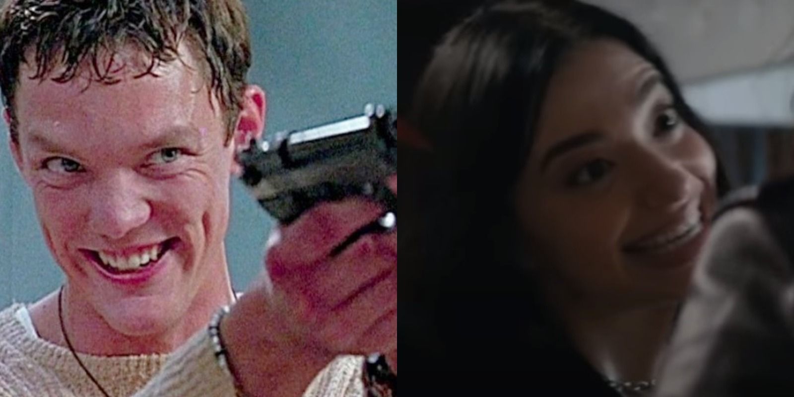 Split image of Stu Macher and Amber Freeman in the Scream franchise