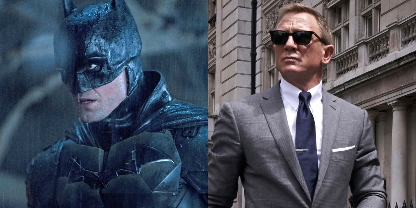 Split image of Batman in The Batman and James Bond in No Time To Die 2