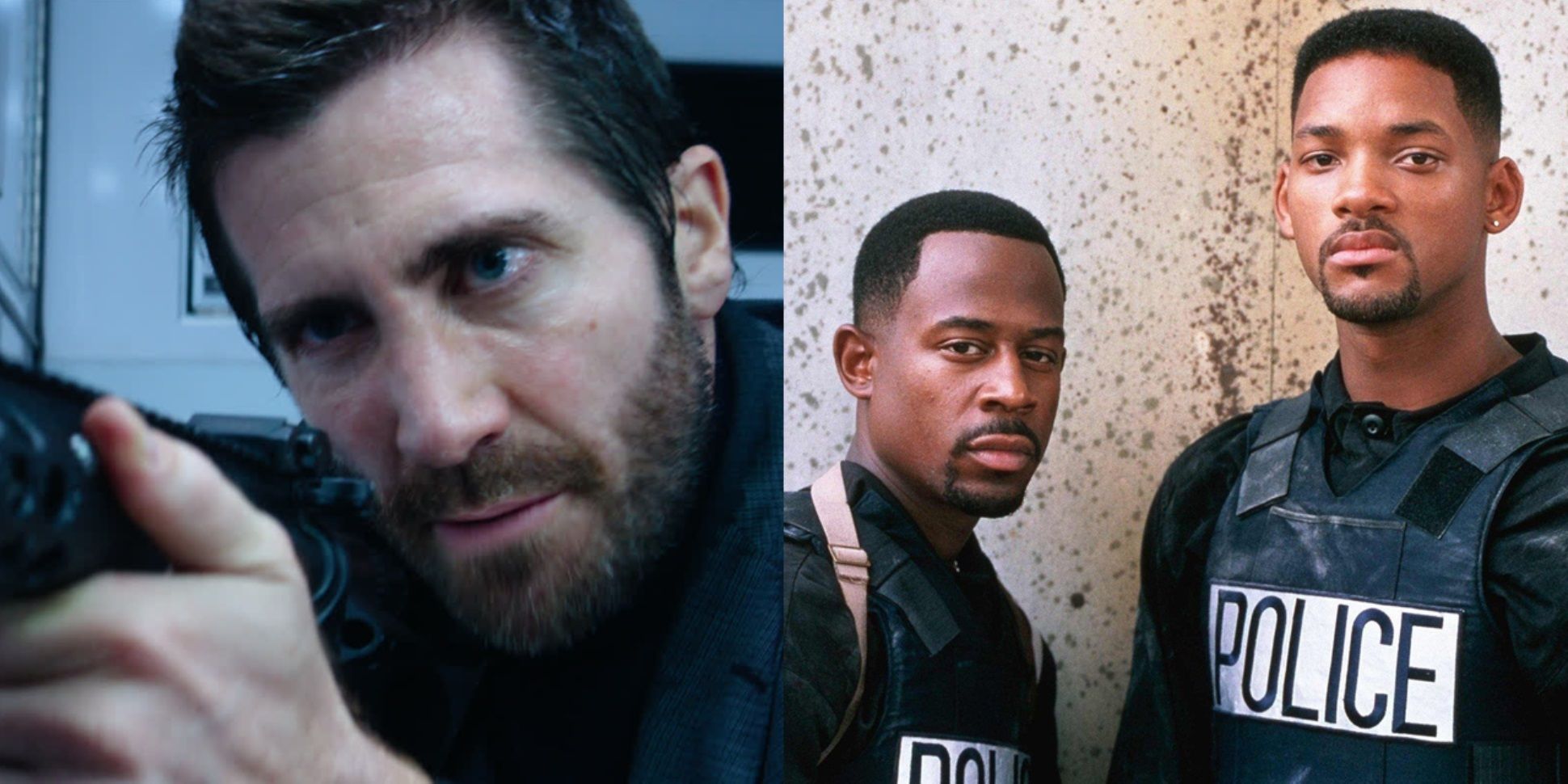 Split image of Jake Gyllenhaal in Ambulance and Will Smith and Martin Lawrence in Bad Boys