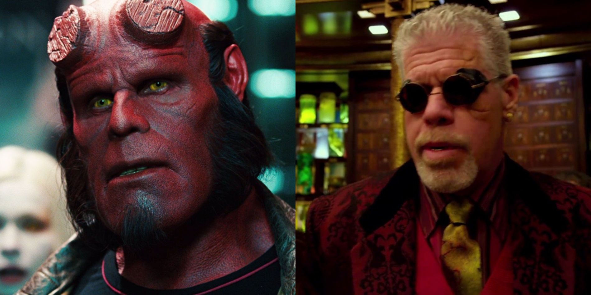 Split image of Ron Perlman in Hellboy and Pacific Rim