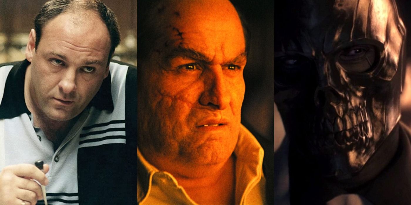 Split image of Tony in The Sopranos, Penguin in The Batman, and Black Mask in Batman Arkham Origina