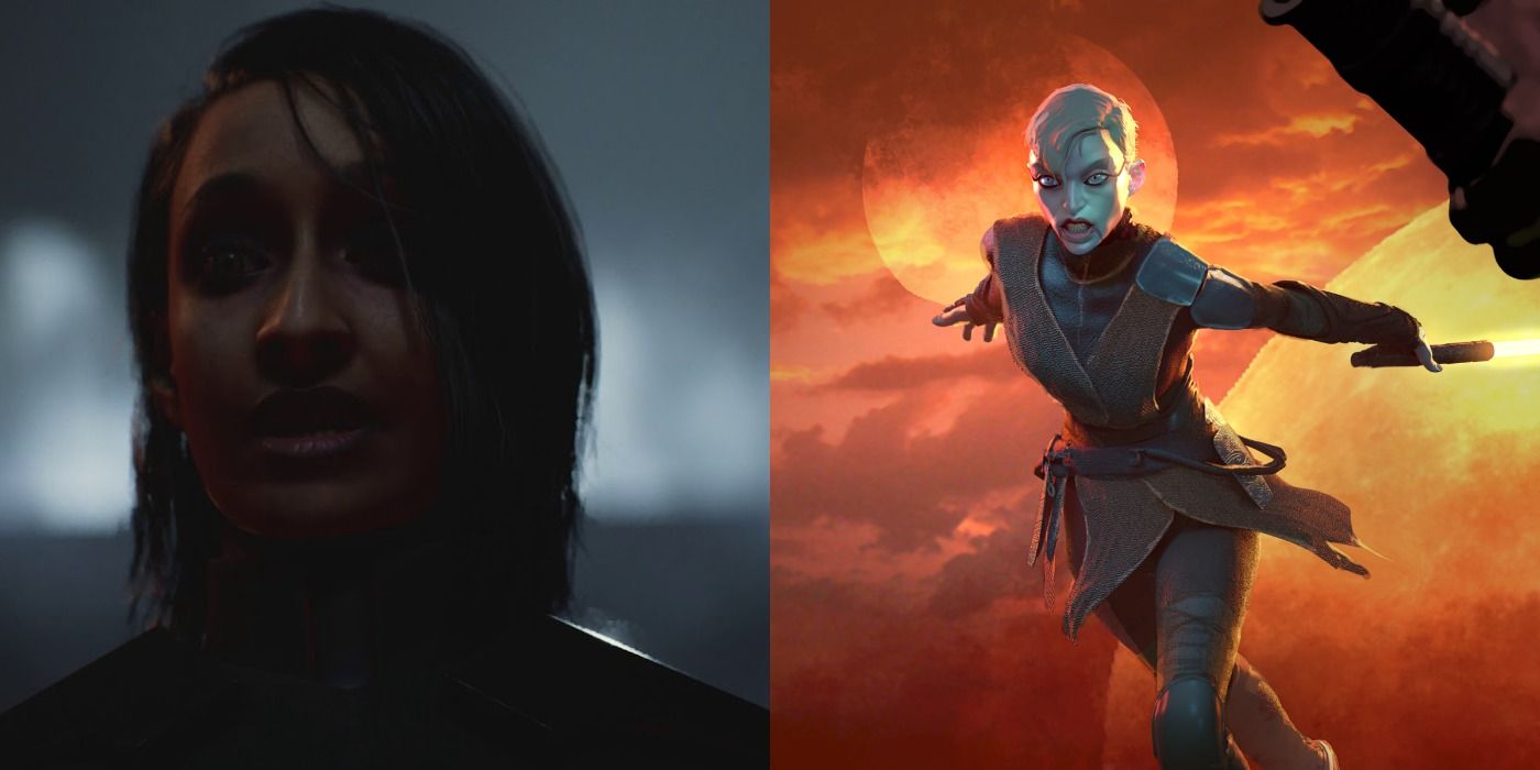 Split image of Trilla and Asajj Ventress in Star Wars