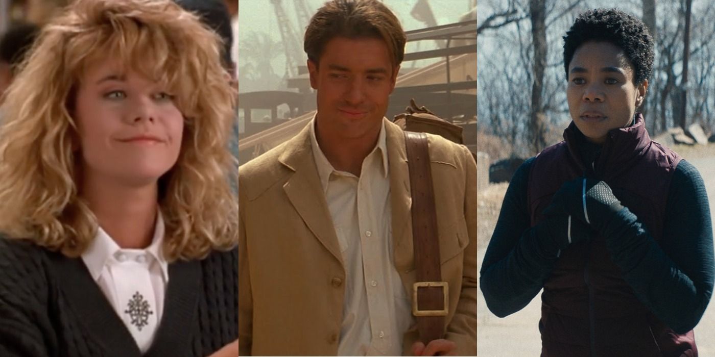 Split image of stills from When Harry Met Sally, The Mummy, and Master (2022)