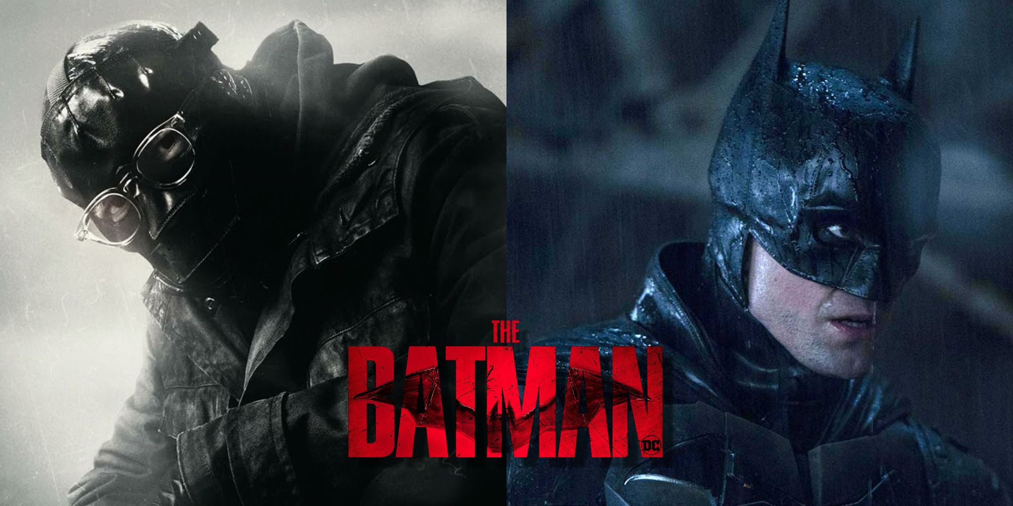 Split image of the Riddler and Batman in The Batman 2022