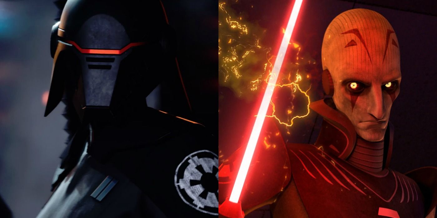 Split image of the Second Sister and Grand Inquisitor in Star Wars