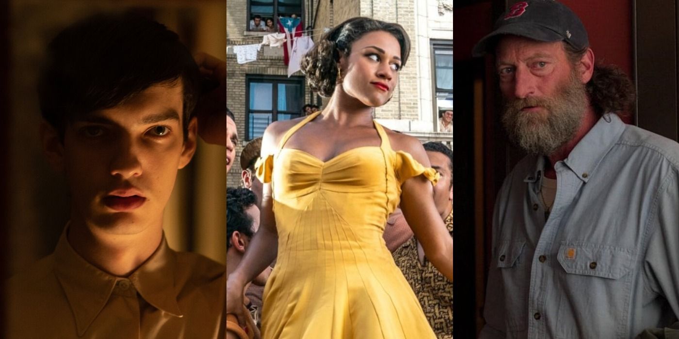 Split images of The Power of the Dog, West Side Story, and CODA scenes