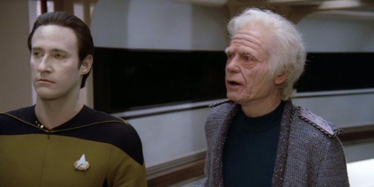 Data and Dr. McCoy walk down the hall from Encounter At Farpoint 