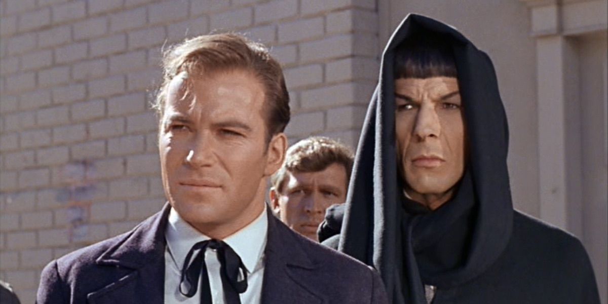 Kirk and Spock look on from Return of the Archons