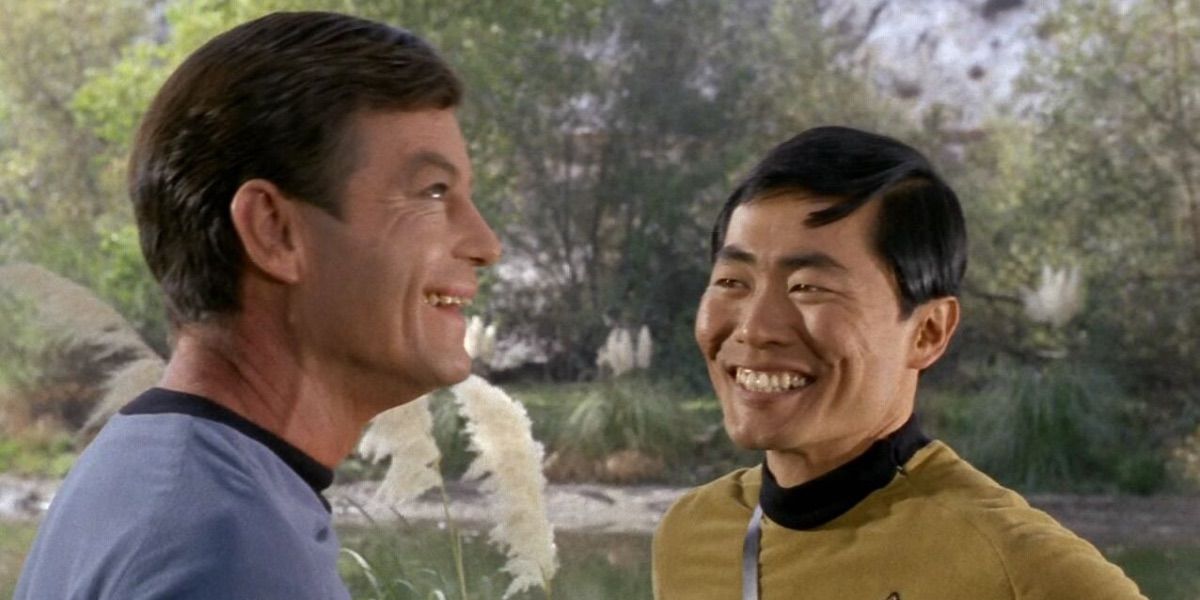McCoy and Sulu talk on a planet from Shore Leave