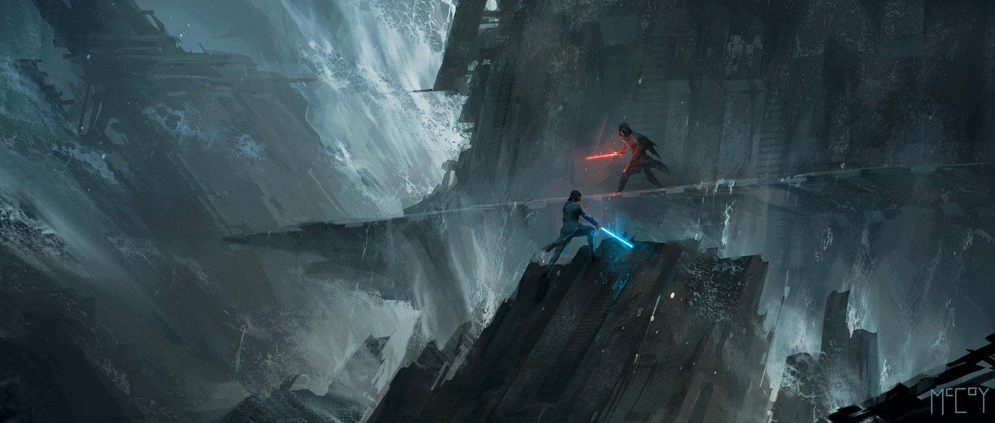 Star Wars Rise of Skywalker Concept Art Kylo Rey Fight