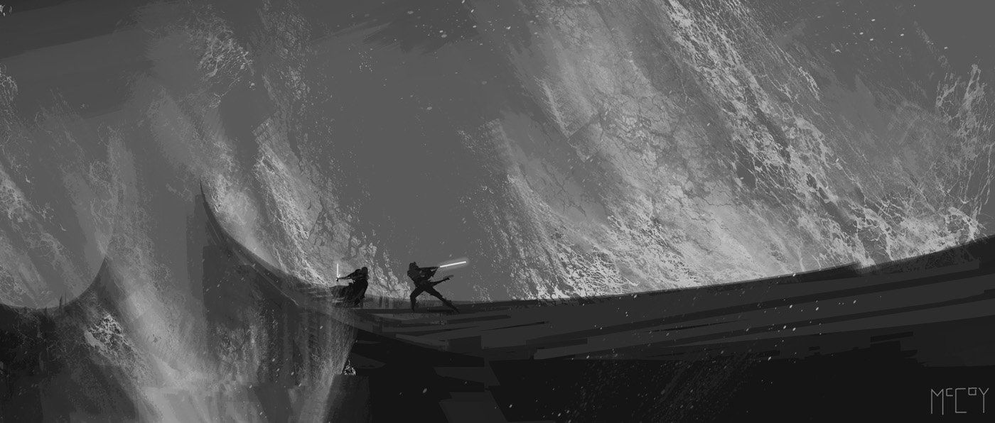 Star Wars Rise of Skywalker Concept Art Kylo Rey Fight
