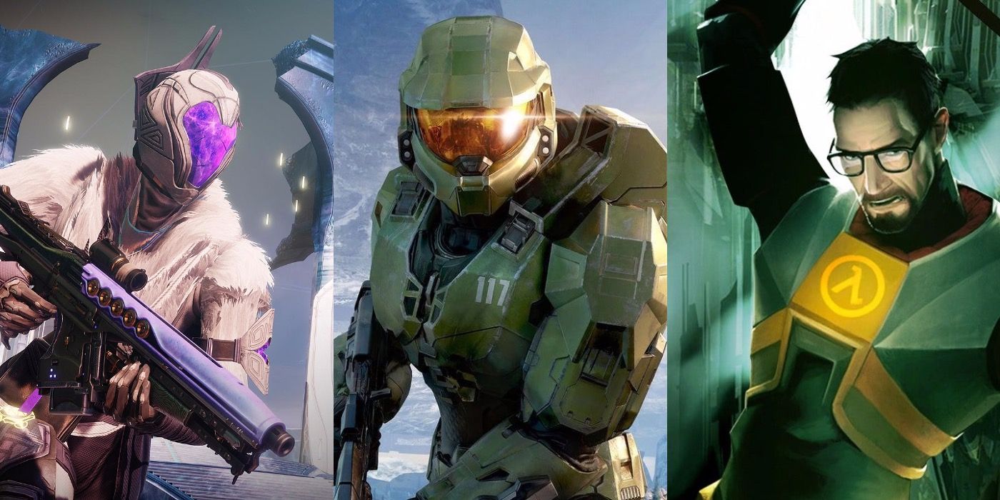 Split image of characters from Destiny 2, Halo, and Half-Life 2