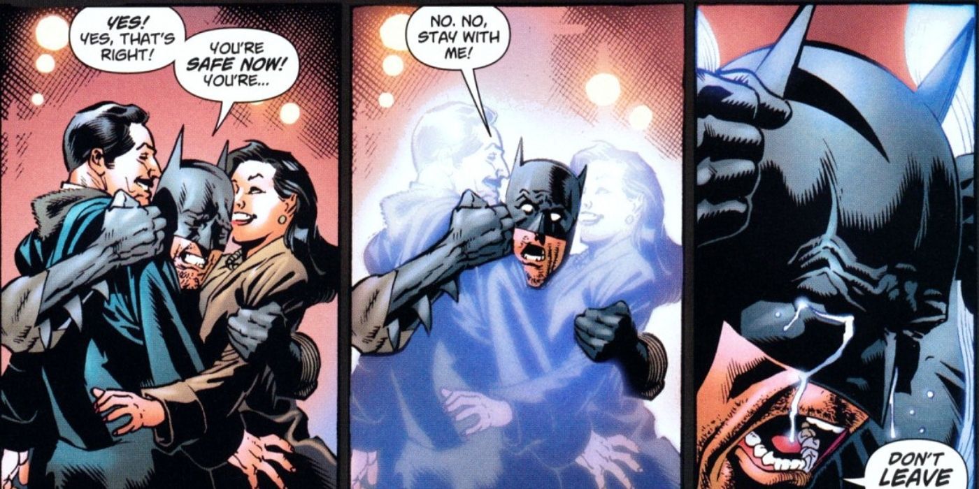 Batman begs his parents to stay in the comics