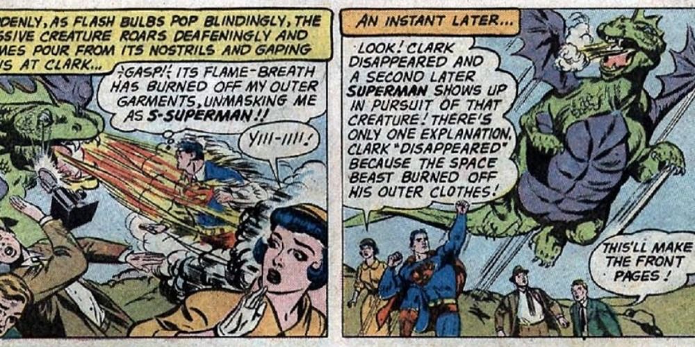 Superman's identity gets exposed by the Flame Dragon in Superman #142