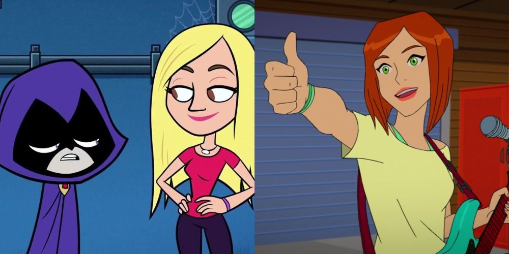 Split image showign Tra Strong as Raven in Teen Titans Go! and as Mary Jane Watson in Spider-Man