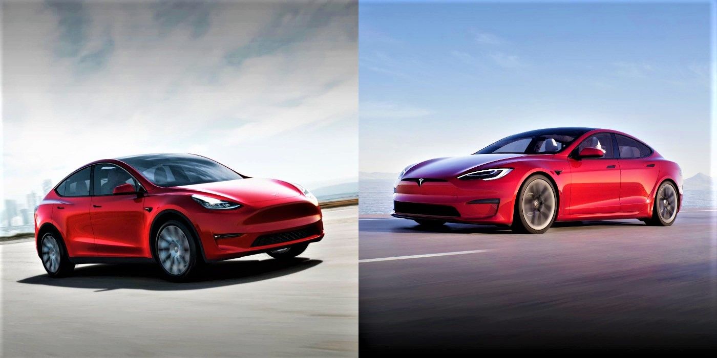 Tesla Model Y and Model S on the road