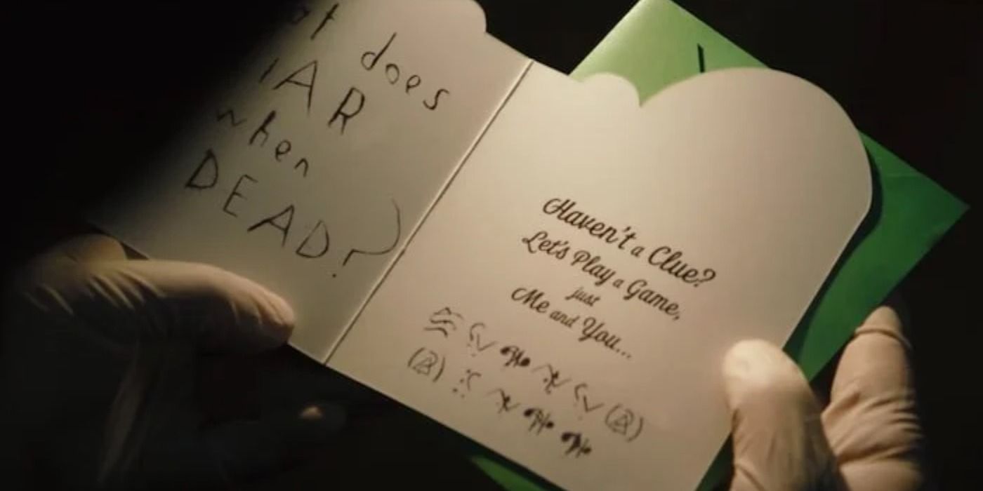 A card from The Riddler in The Batman
