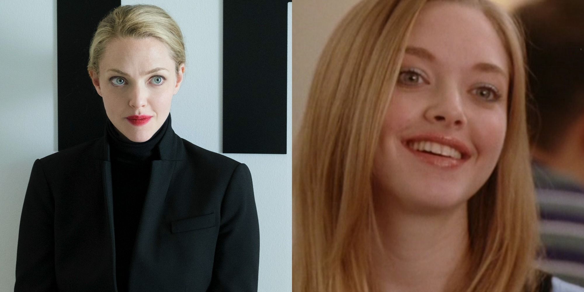 Split image of Amanda Seyfried in The Dropout and Mean Girls