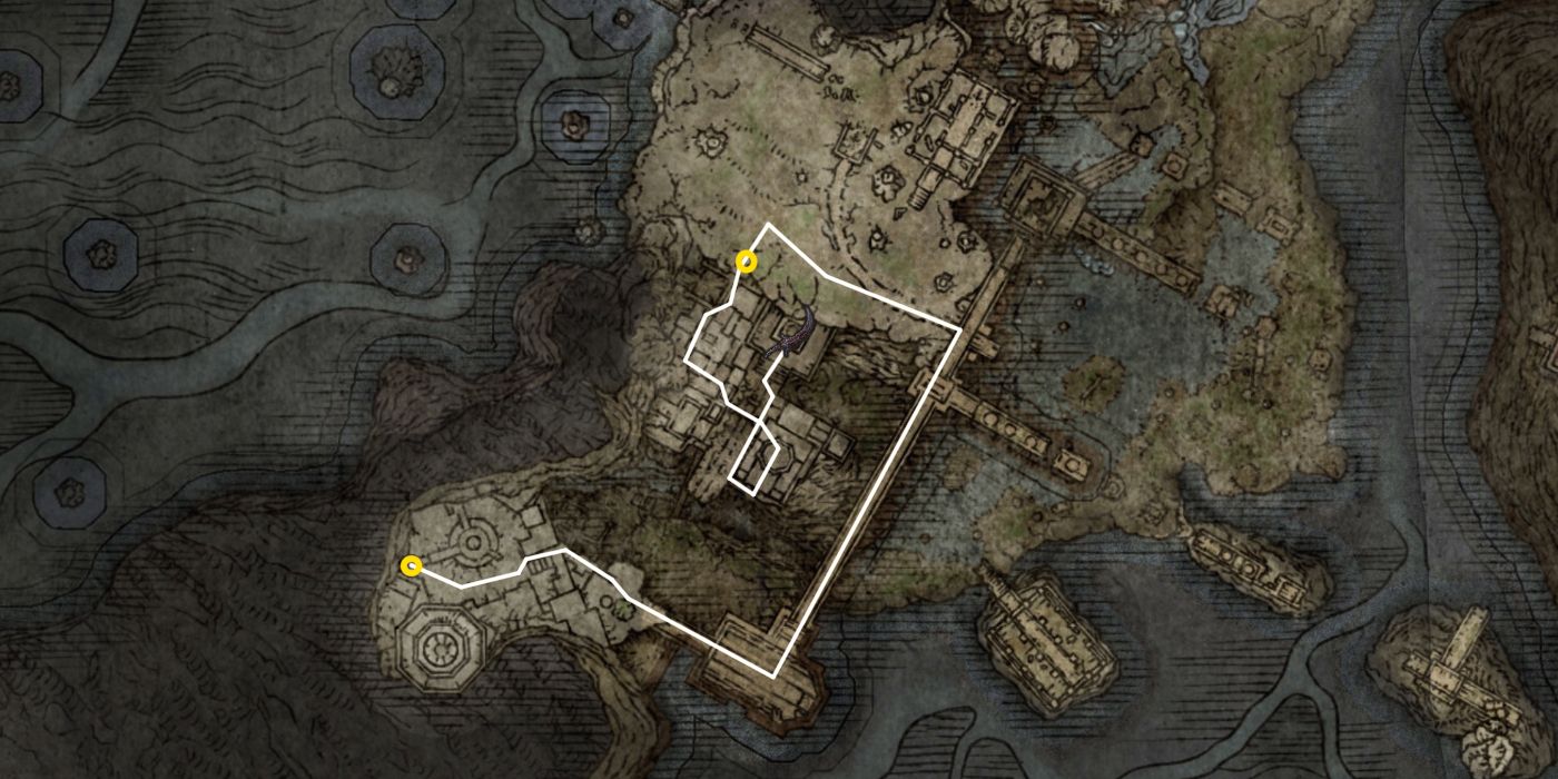 A map in Elden Ring showing The Hidden Treasure Of Nokron's location