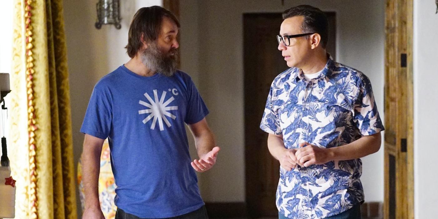 Will Forte and Fred Armisen talking in a house on The Last Man On Earth