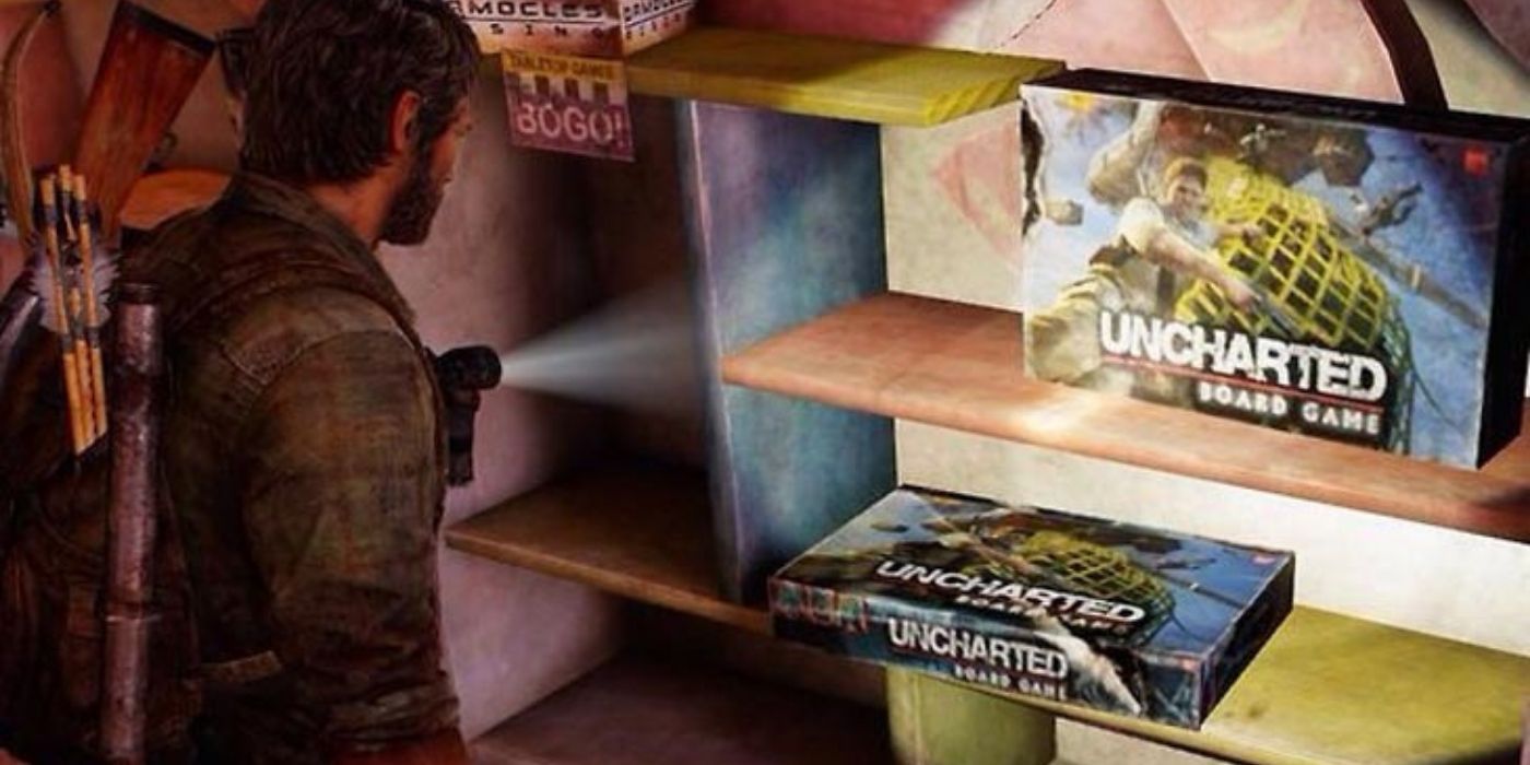Joel seeing an Uncharted board game in The Last of Us