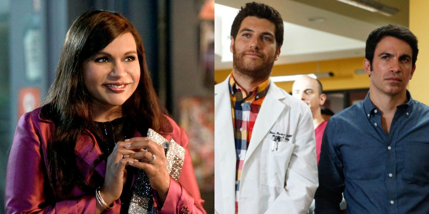 Split image of Mindy, Peter, and Danny on The Mindy Project