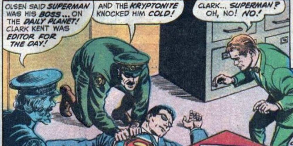The Mod Mob finds out about SUperman's identity in Superman's Pal, Jimmy Olsen #132
