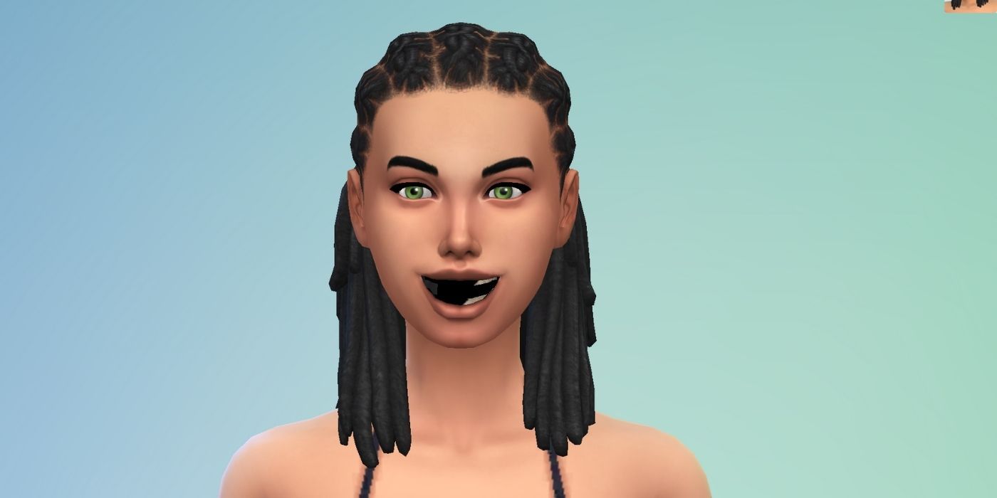A sim without teeth being customized