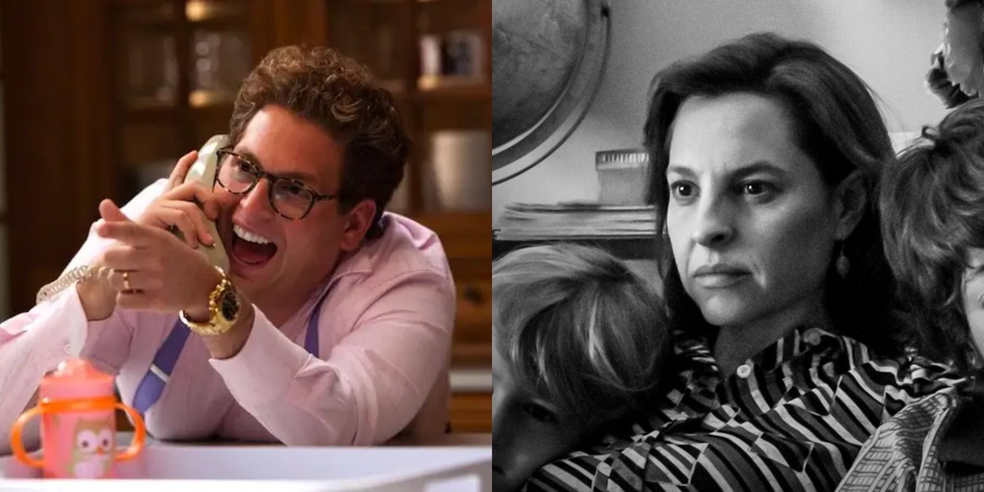 Split image showing Donnie in The Wolf of Wall Street and Sofia in Roma