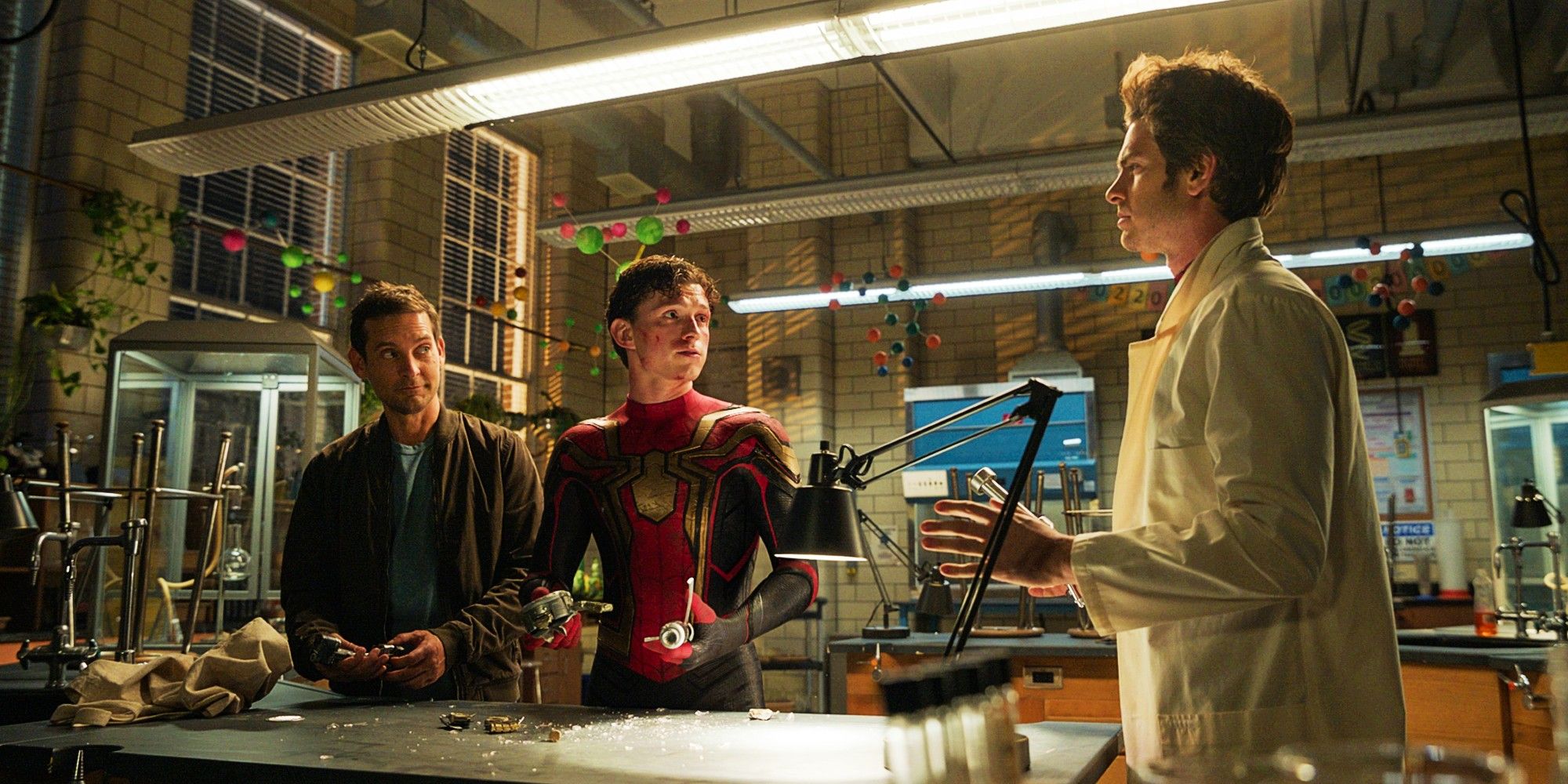 Tobey Maguire, Tom Holland and Andrew Garfield in Spider-Man No Way Home