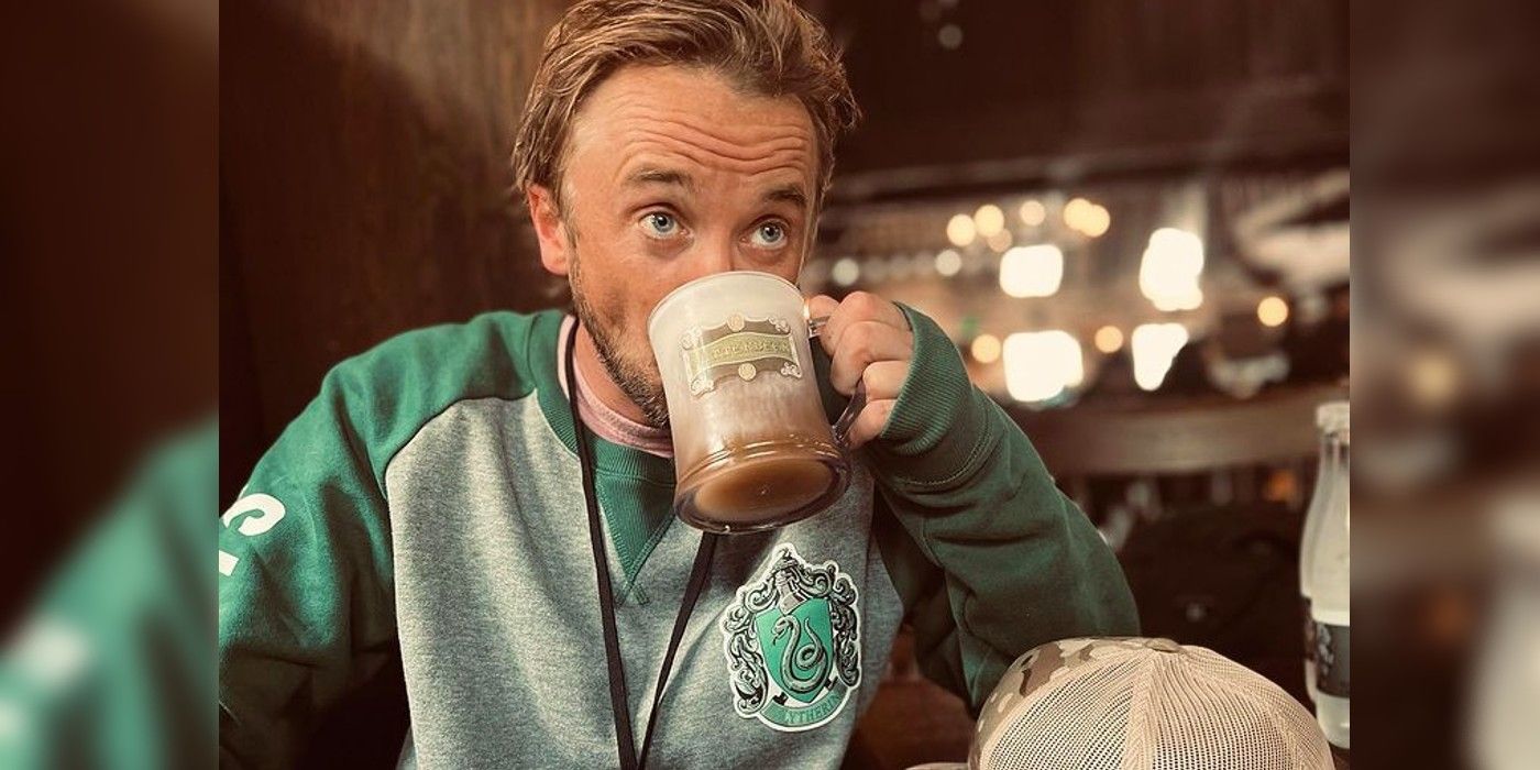 Tom Felton at Wizarding World of Harry Potter theme park CROPPED