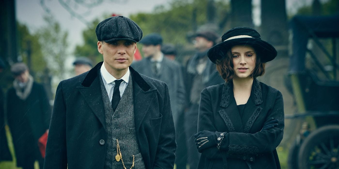 Tommy and Ada at a funeral in Peaky Blinders
