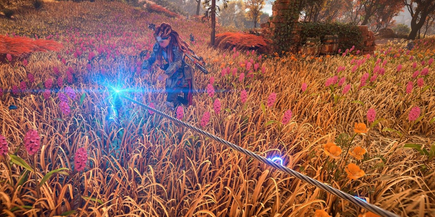 Aloy with a Tripcaster in Horizon Forbidden West