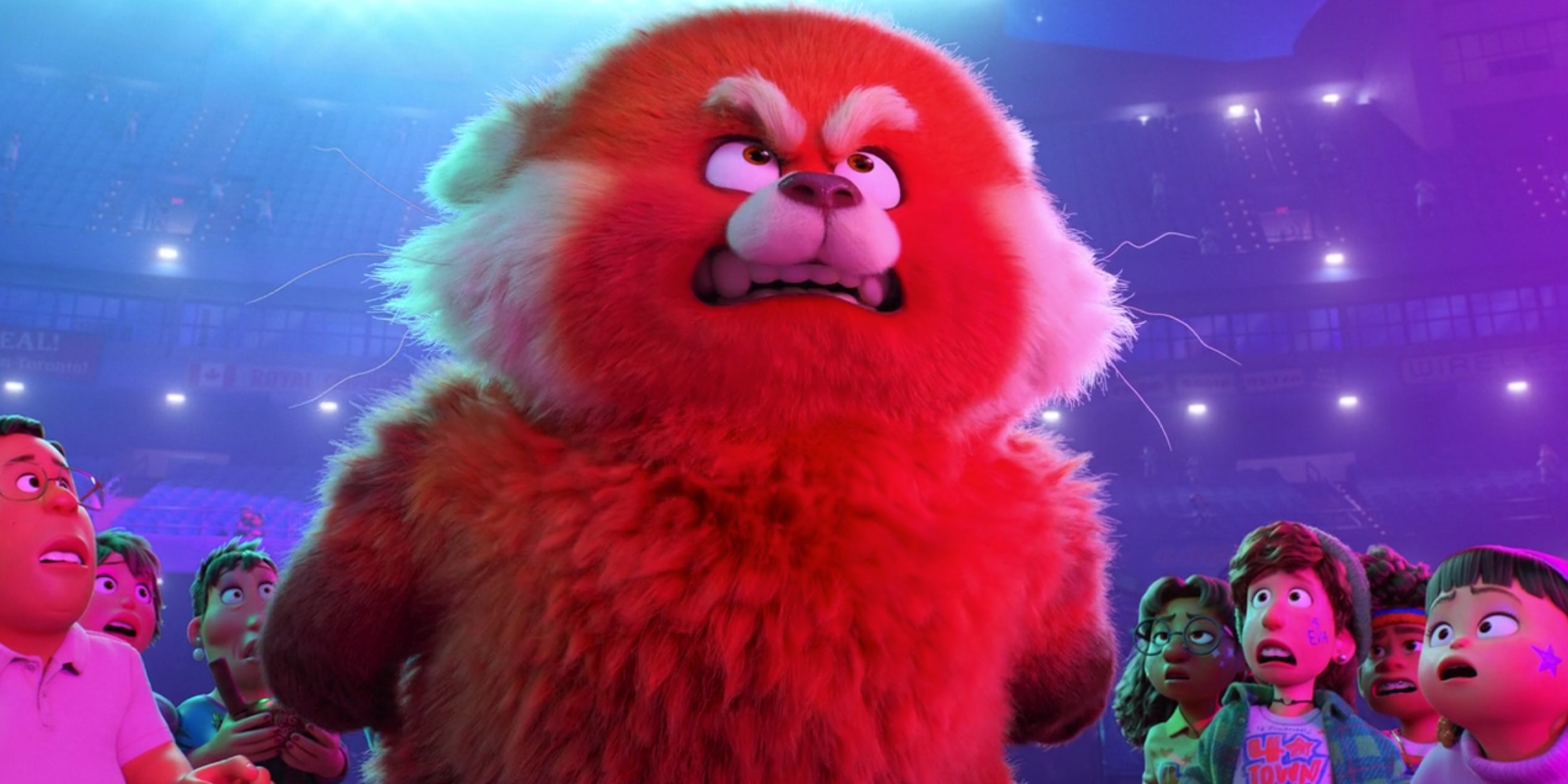 Mei as her red panda glaring in Turning Red.