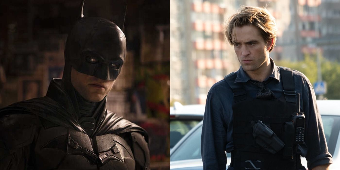 Two images of Robert Pattinson in The Batman and in Tenet