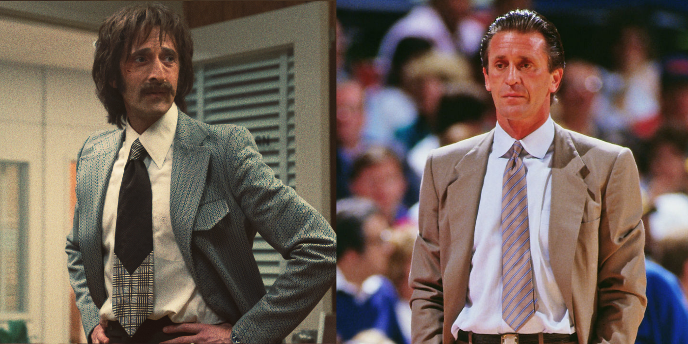 Adrien Brody and Pat Riley side by side.