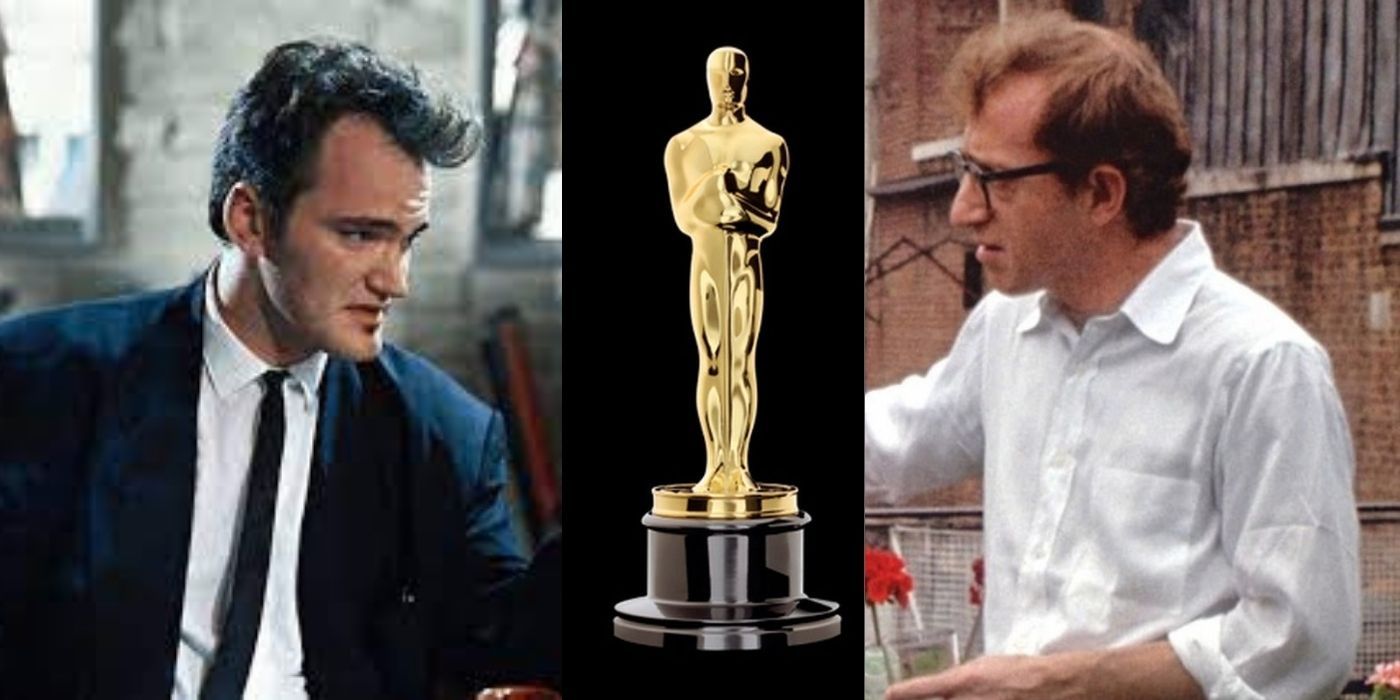 Quentin Tarantino and Woody Allen split image