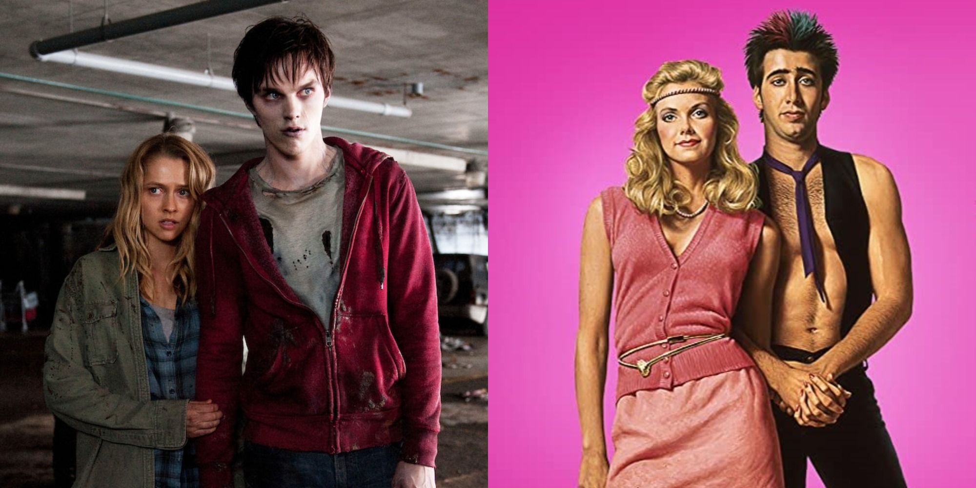 Split image showing the couples from Warm Bodies and Valley Girl