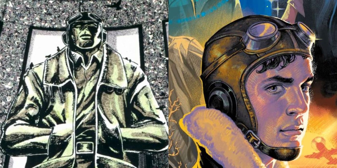 Split image of Jetboy's memorial and Jetboy from the cover of Marvel Comics.