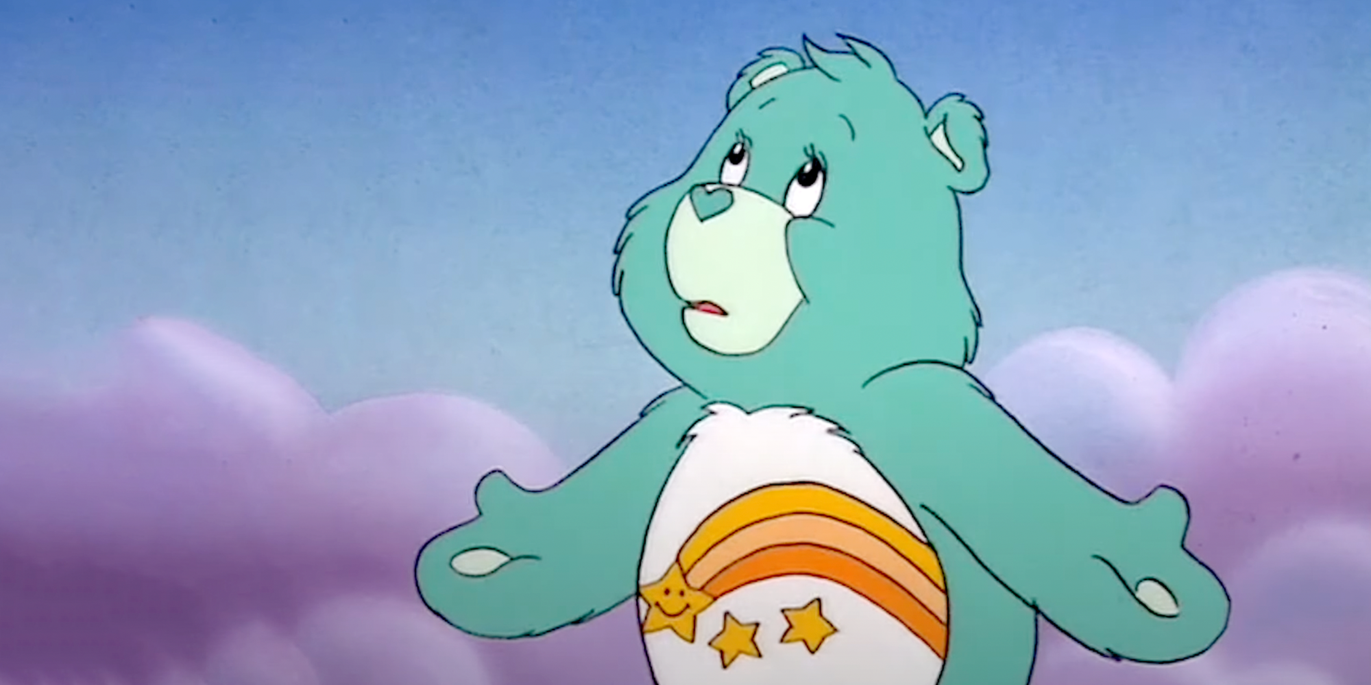 Wish Bear the Care Bear with arms outstretched to the side