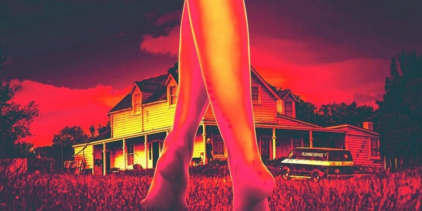 A pair of legs walking towards a house in the poster for X
