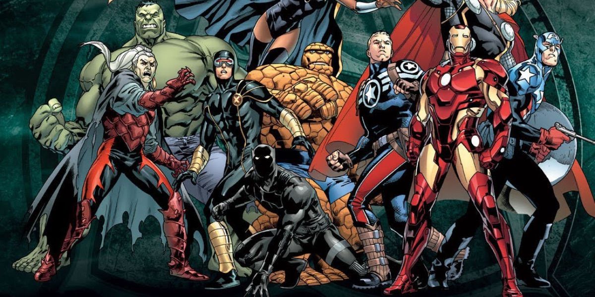 A group of Marvel heroes pose from Fear Itself 