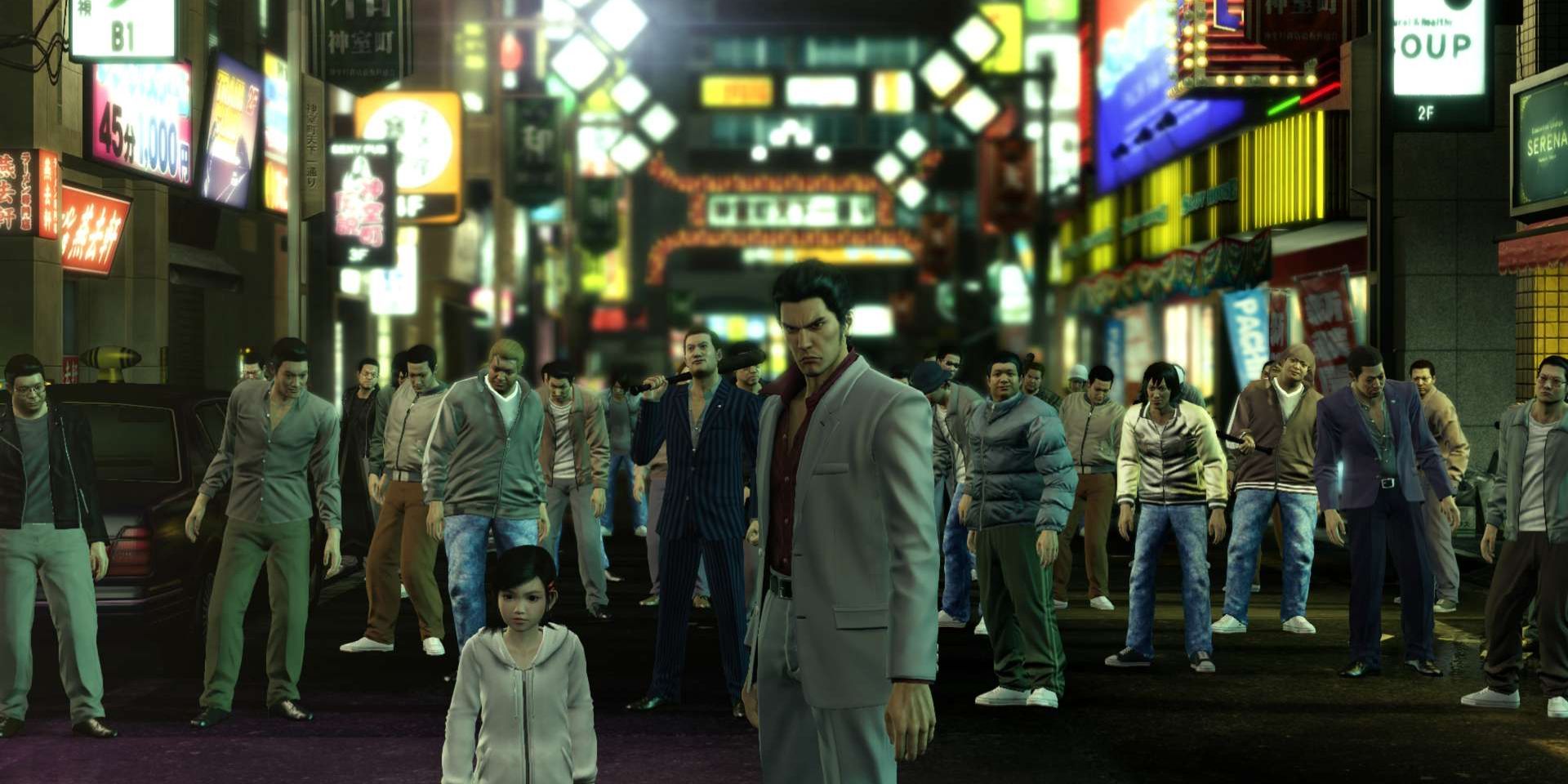 A screenshot from the open world video game Yakuza 0.