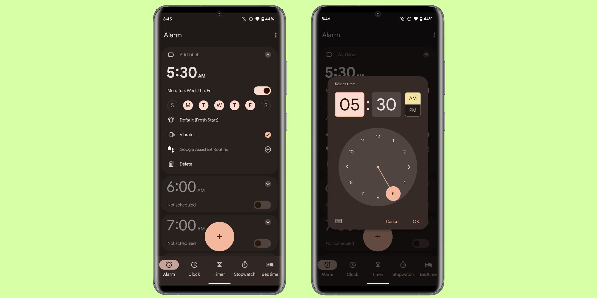 Setting an alarm on an Android phone