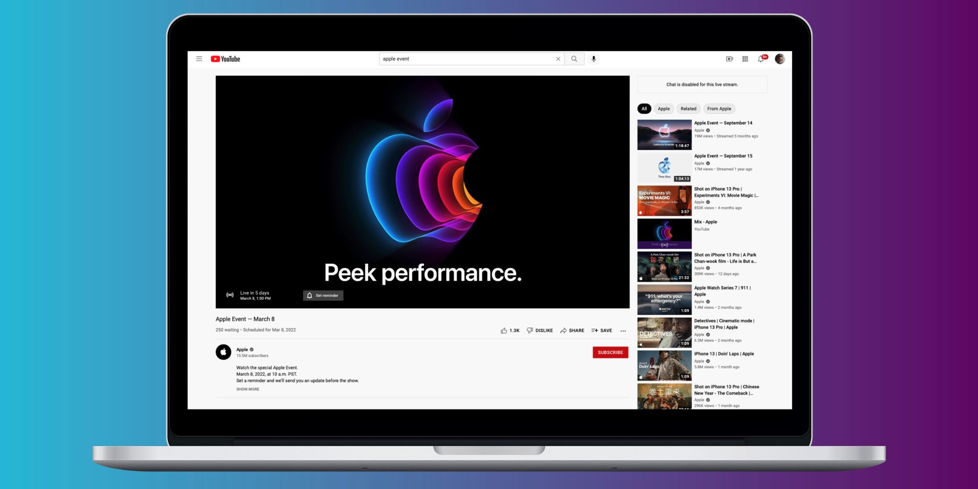 How To Watch Apple's 'Peek Performance' Event On March 8