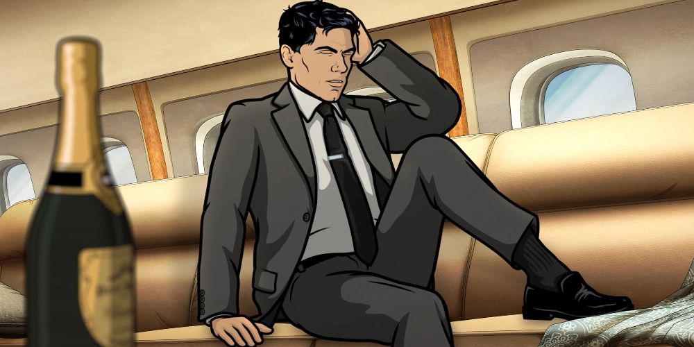 Archer holds his head on a plane in Archer