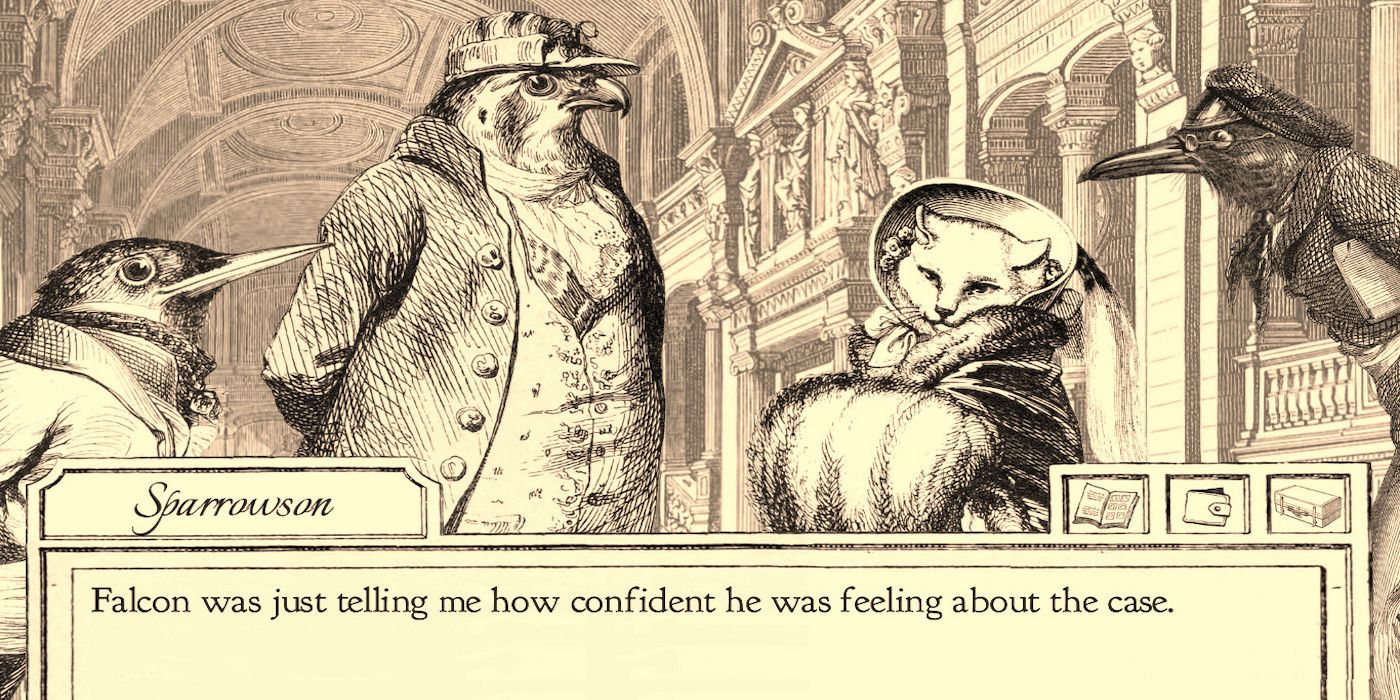 A screenshot from the video game Aviary Attorney